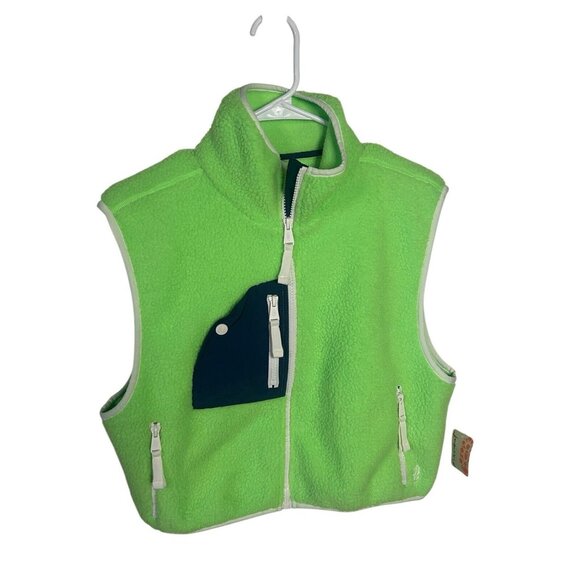 Free People Movement Hit The Slopes Green Sherpa Fleece Vest XS NEW W/TAGS! - Picture 2 of 6